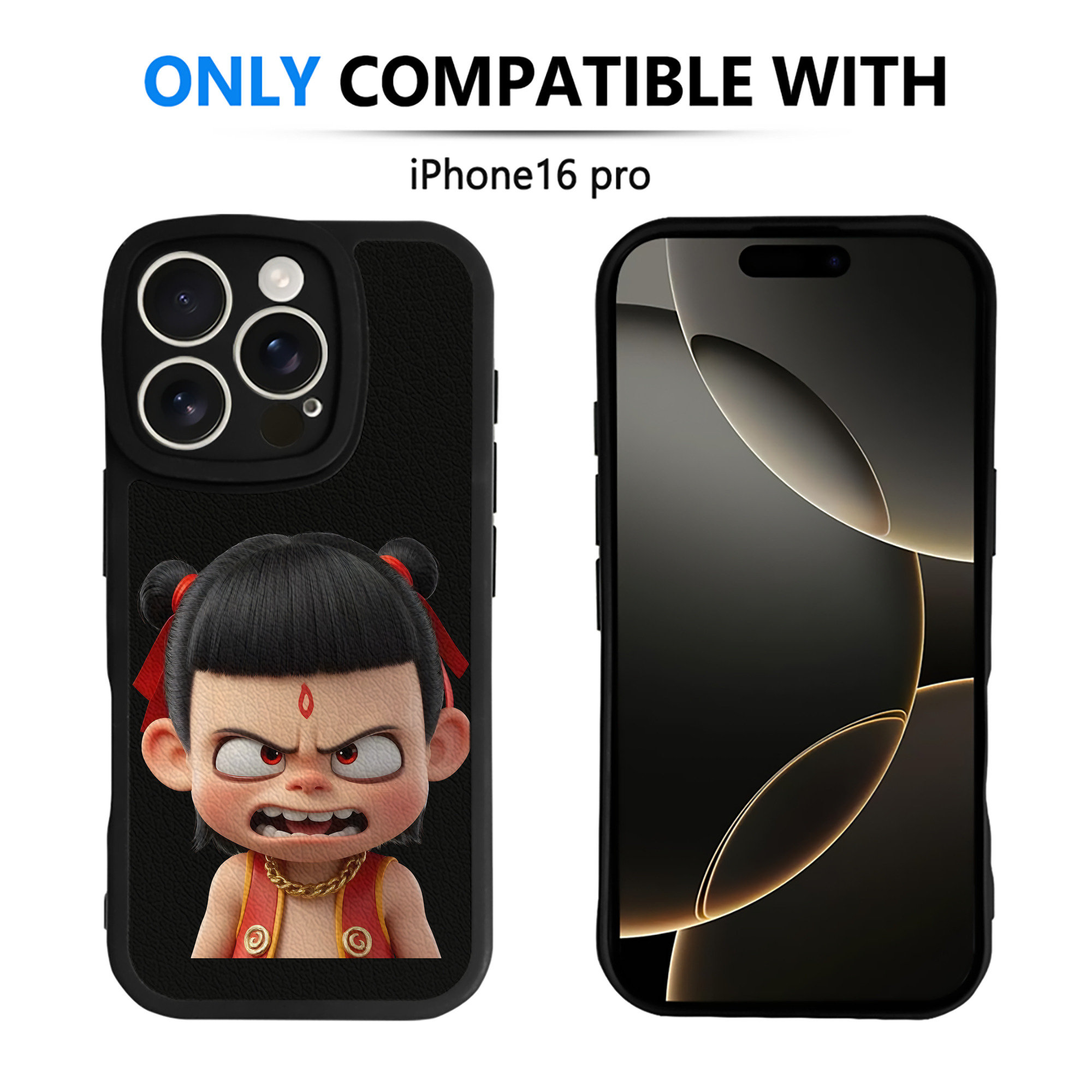 （画像用） Ne Zha 2 ナタ 魔童の大暴れ 【iPhone 16シリーズ対応】シリコンスマホケース（レザー調） 材質：シリコン